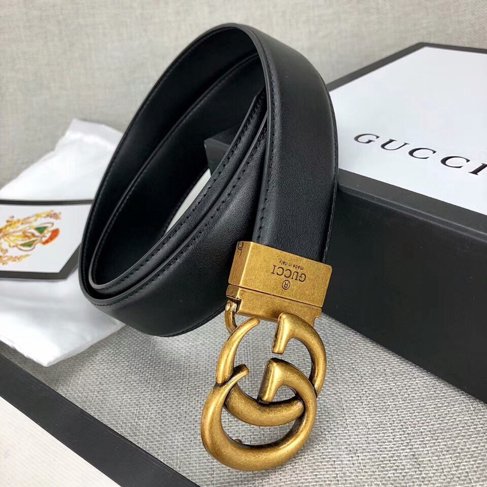 Dây thắt lưng da Gucci có khóa cài chữ G đôi thời trang dành cho cả nam và nữ