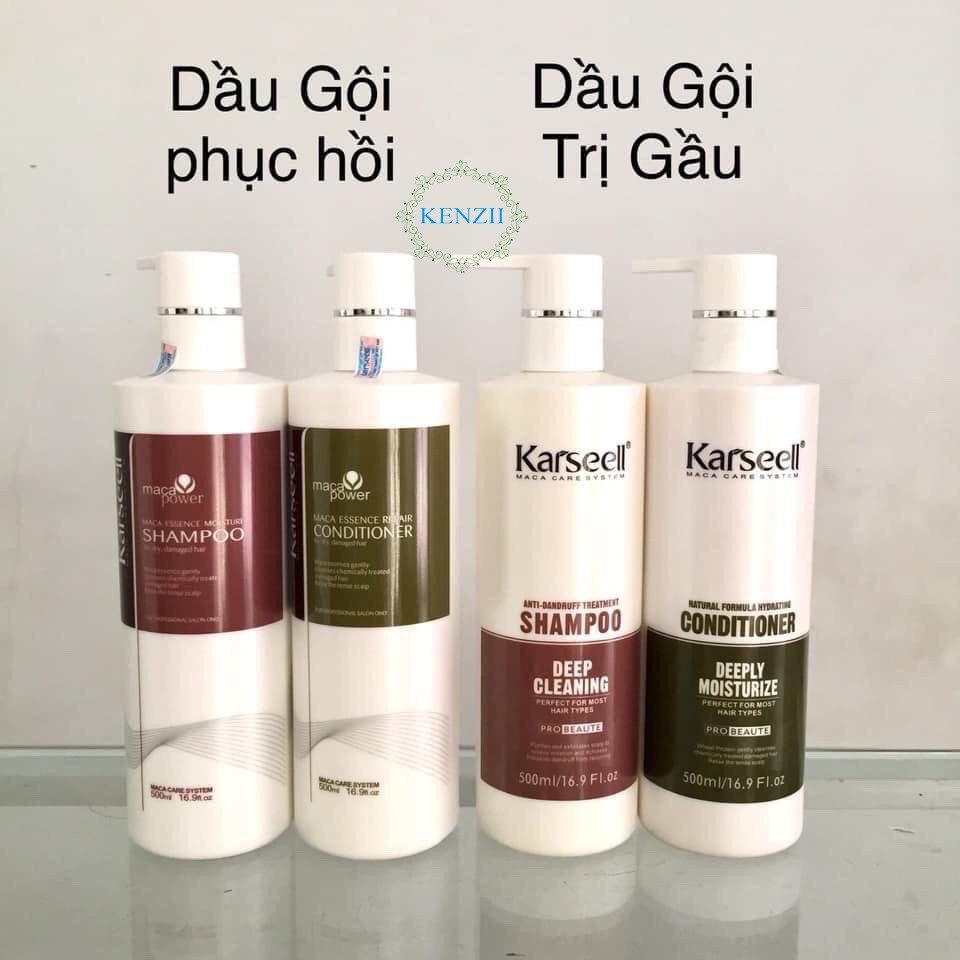 Dầu Gội Dầu Xả Karseell Maca Phục Hồi Tóc Khô Sơ Hư Tổn Siêu Mềm Mượt Hương Nước Hoa 800ml - KENZII HAIR