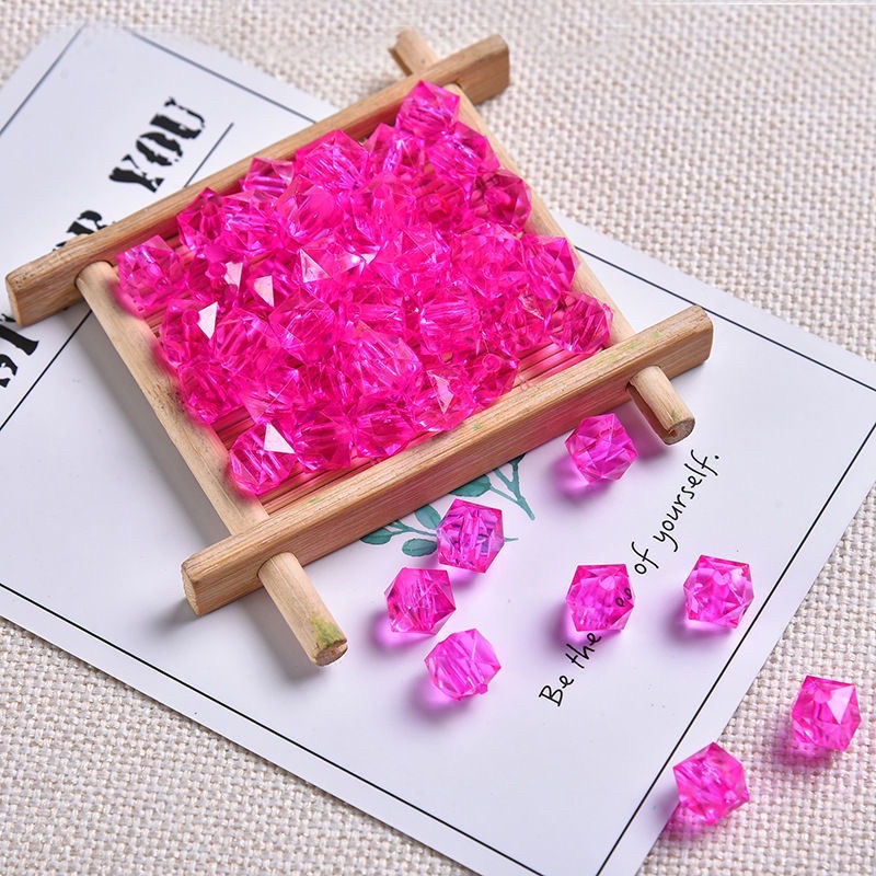 Hạt cườm nhựa vuông cỡ 10mm,100g các màu làm hoa, đồ trang trí