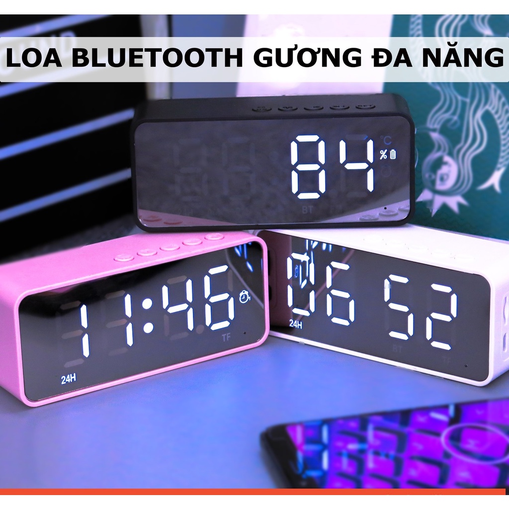 G50 Loa Gương Bluetooth Màn Hình Led | Đài FM - Tích Hợp Đồng Hồ - Báo Thức - Màn Hình Gương