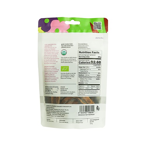 Chuối Organic Sấy Dẻo VINAMIT 100g - Chuối cau/Chuối già