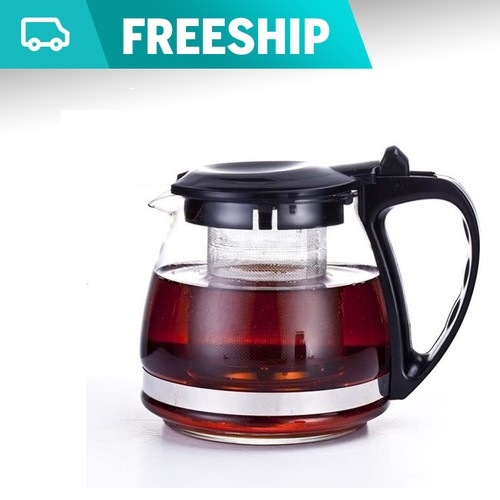 Bình Lọc Trà Thủy Tinh 1300ml Sang Trọng - CÓ LÕI LỌC TRÀ INOX - BÌNH PHA TRÀ CHẾ CAFE TIỆN LỢI 2in1