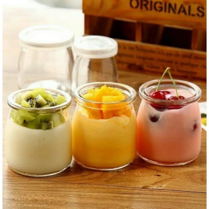 Combo 12 hũ thủy tinh làm sữa chua có nắp đậy loại đẹp