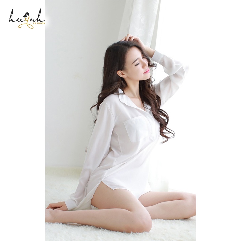 Áo Sơ Mi Ngủ Voan Dài Tay Quyến Rũ - N92