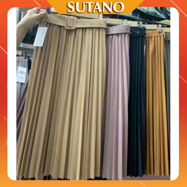Chân váy xếp ly kèm đai hàng quảng châu cao cấp đẹp CV310 SUTANO | BigBuy360 - bigbuy360.vn