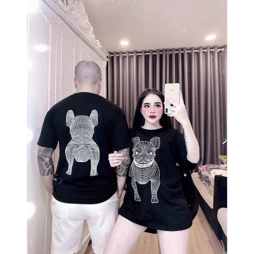 Áo phông - áo thun nữ UNISEX tay lỡ dấu quần, in hình chú cún #7