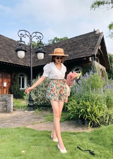 SET ÁO CỔ SEN QUẦN SHORT HOA