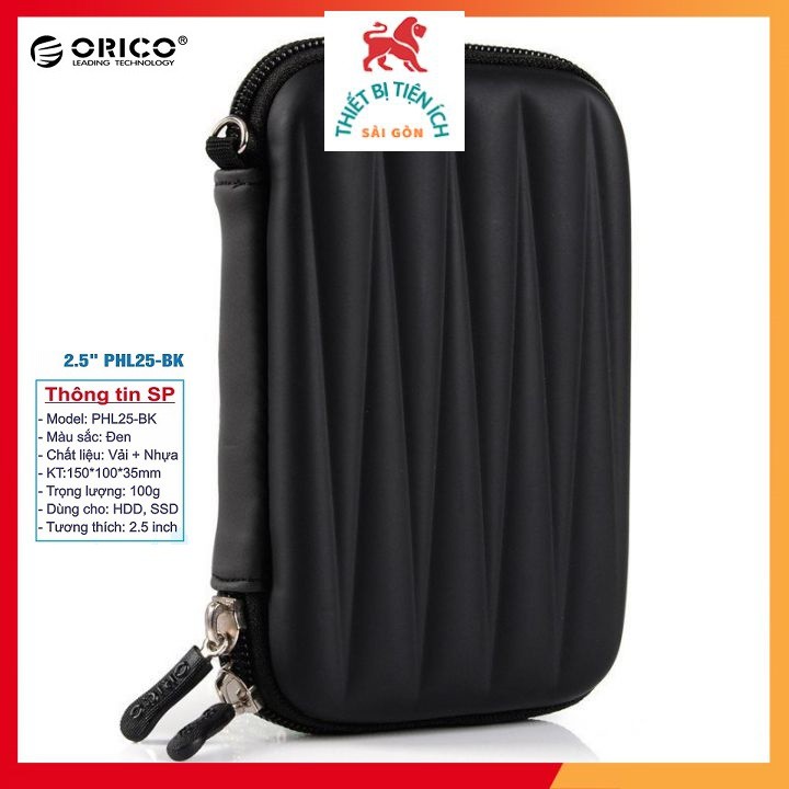Túi chống sốc bảo vệ ổ cứng ORICO PHL25-BK màu đen - Hàng chính hãng