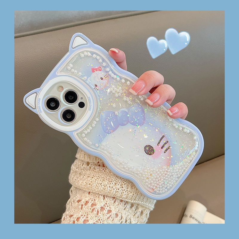 Ốp lưng iphone tai mèo gấu nhũ chảy gợn sóng 7plus/8plus/x/xs/xsmax/11/12/13 pro/max/plus - Dino case
