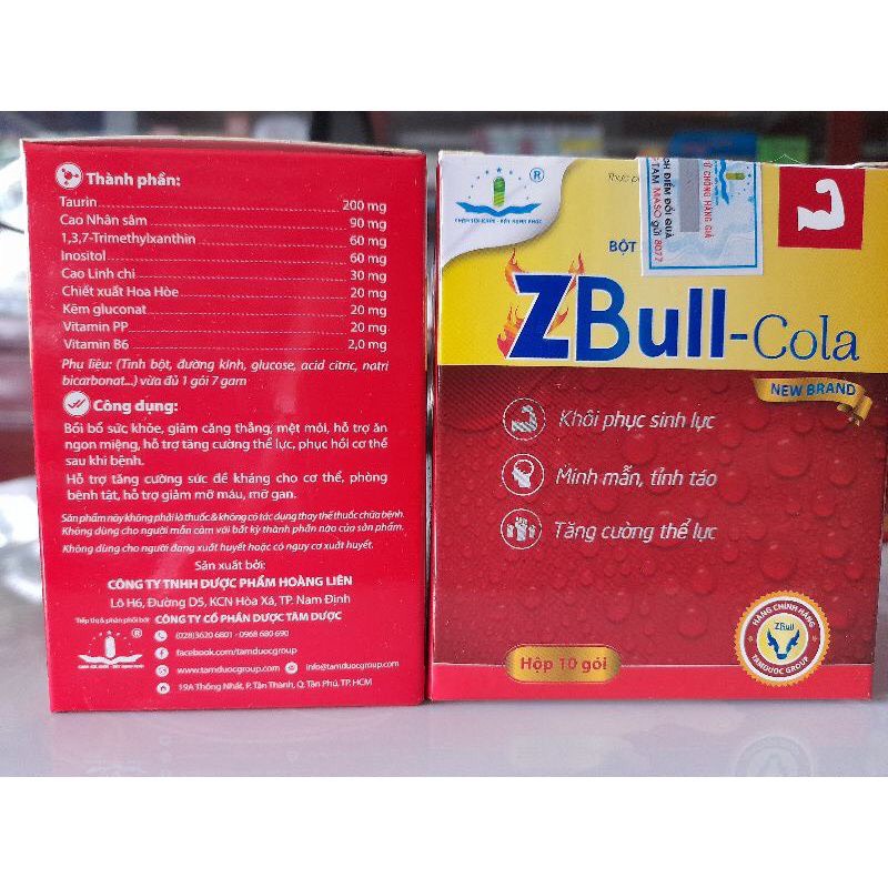 Bột Sủi Thanh Nhiệt Zbull Cola - Tăng Cường Sinh Lực Mạnh Như Bò Húc - Hộp 10 Gói