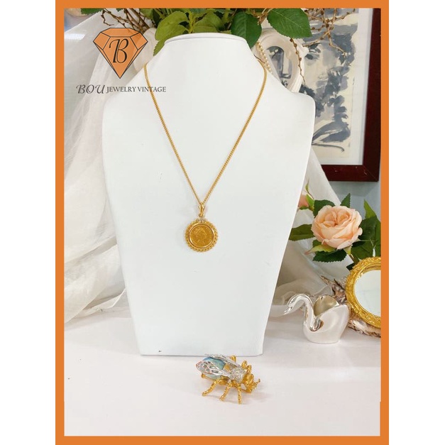 DÂY CHUYỀN MẶT NỮ HOÀNG SECONDHAND TRANG SỨC SI NHẬT BẢN BOU JEWELRY VINTAGE MÃ VC439