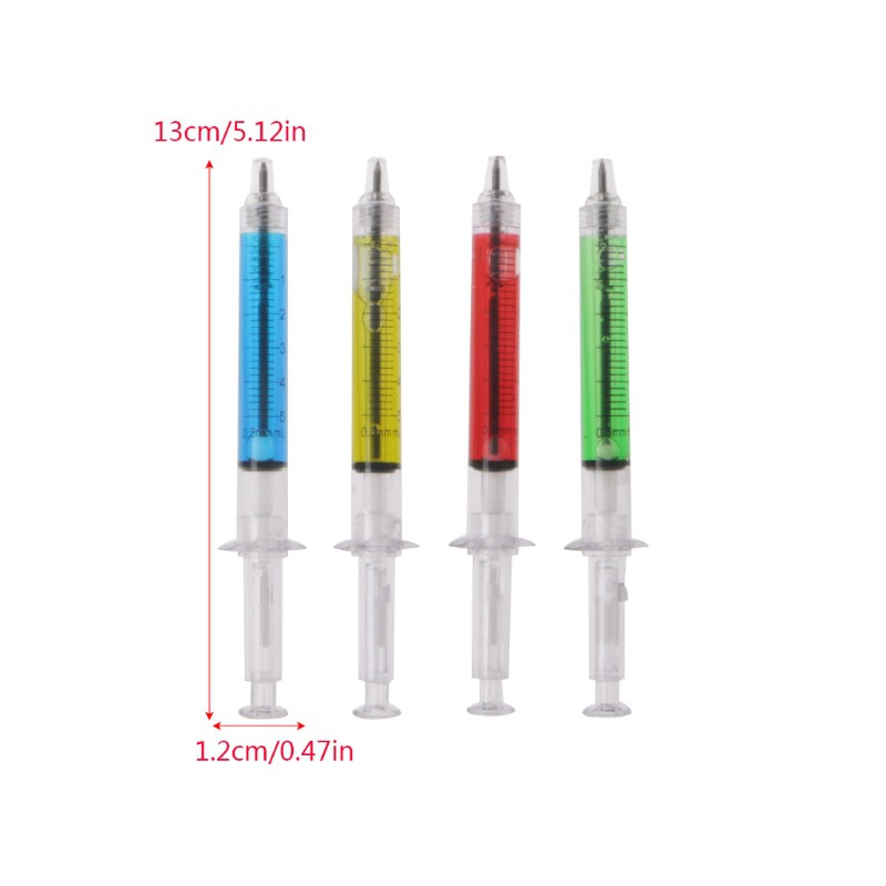 Set 4 Bút Bi Mực Đen Hình Ống Tiêm Độc Đáo