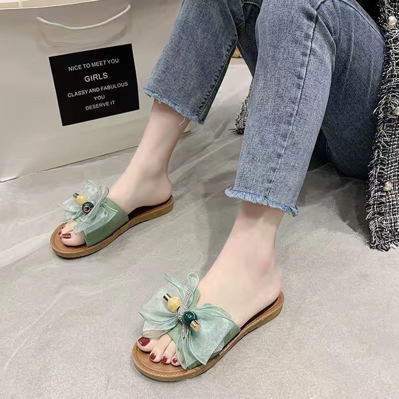Jiashucheng Dép Sandal Đính Nơ Thời Trang Mùa Hè Cho Nữ