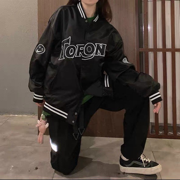 Áo khoác Bomber TORON Form rộng thể thao unisex chất dù 2 lớp