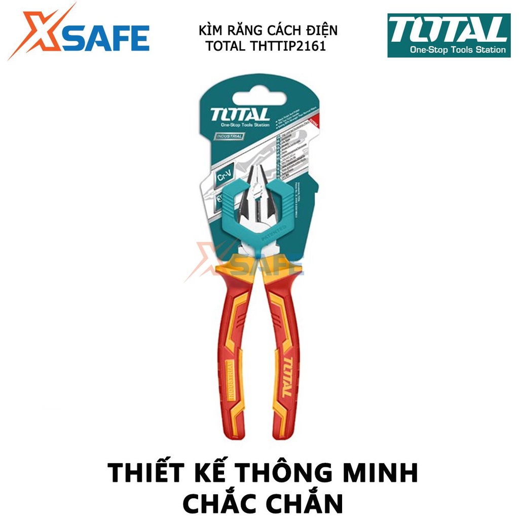 Kìm răng cách điện TOTAL THTIP2161 | kềm cách điện Kích thước 6&quot;/ 160mm, Đầu kềm được mạ đen và đánh bóng