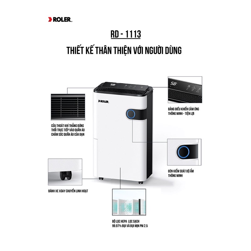 Máy hút ẩm điện tử kết hợp lọc khí 24 lít ROLER RD-1113