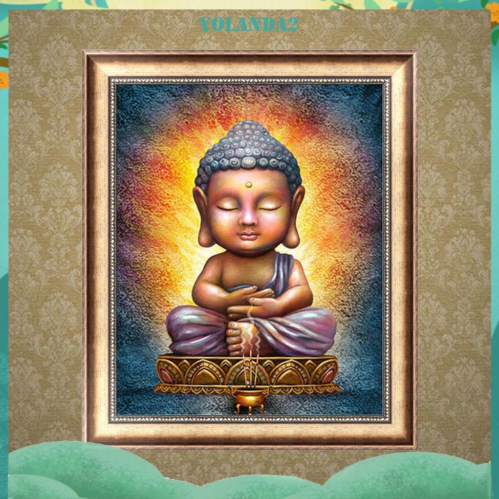 Tranh Thêu Chữ Thập Đính Đá Kim Cương 5d Hình Phật Giáo 36x30cm