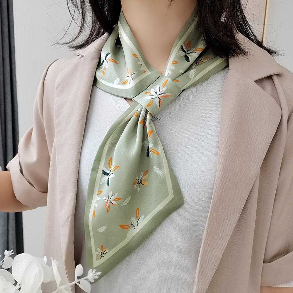 Vanes1 Khăn Choàng Lụa Satin In Hoa Đa Màu Sắc Phong Cách Hàn Quốc