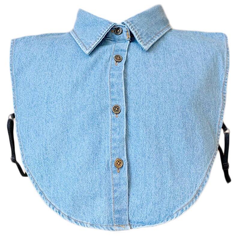 Cổ Áo Sơ Mi Denim Cotton Màu Sắc Trơn Có Thể Tháo Rời Thời Trang Mùa Thu Cho Nam Và Nữ