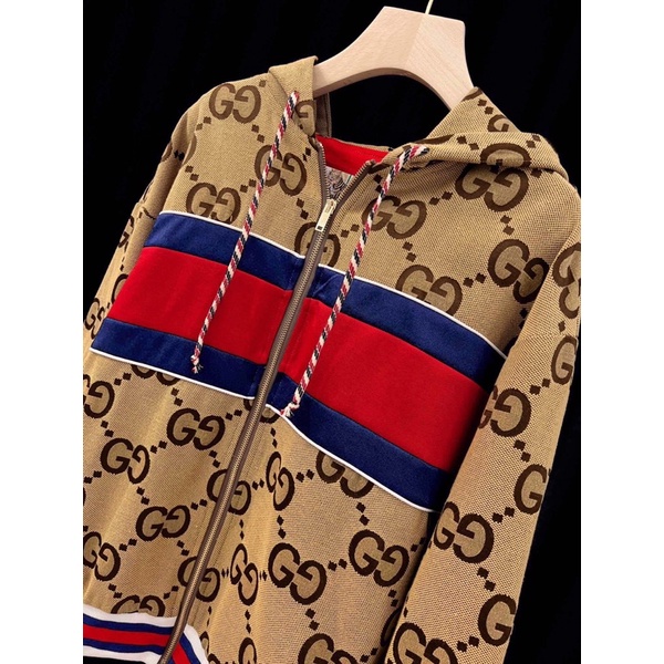 Áo khoác nữ cao cấp thương hiệu Gucci GG/GC hoạ tiết màu sắc phong cách retro thêu hình con hổ