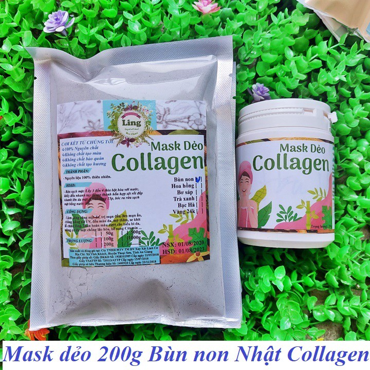 [Sỉ-Rẻ] Mask dẻo 200g Bùn non Nhật Collagen Ling Có giấy VSATTP giấy ĐKKD nhiều công dụng [Lẻ-Sỉ]