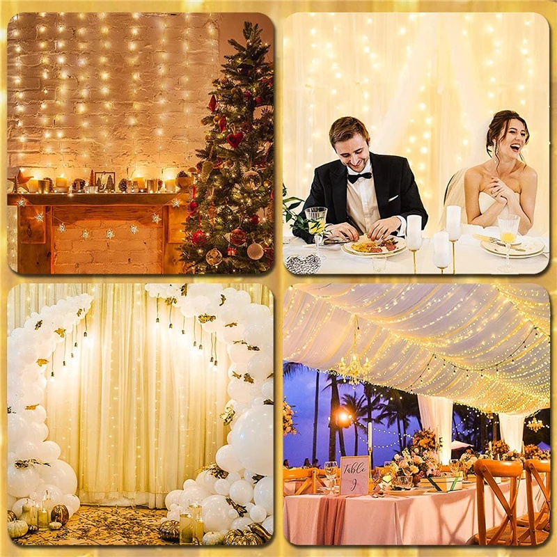 1/2/3m 8 Lighting Modes USB Remote Control Window Curtain String Lights For Xmas Party Room Decoration