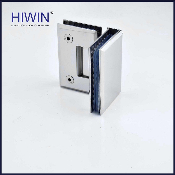 Bản lề phòng tắm kính 90 độ kính kính cạnh vát chất liệu inox 304 mặt gương HIWIN HG-011 (dày 5 mm)
