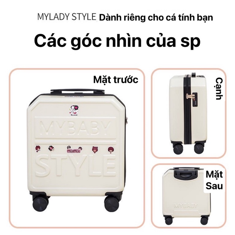 Vali bộc lộ cá tính thời trang phong cách MYBABY. Nâng cấp gia cố thêm bền bỉ
