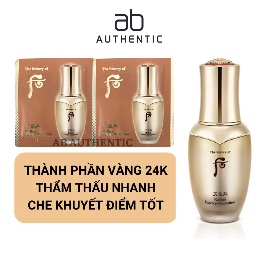 Gói sample Kem nền Whoo tái sinh che khuyết điểm Essence Radiant Foundation- AB Authentic