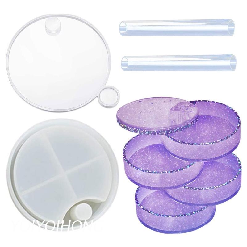 Set Jewelry Organizer Box Silicone Resin Mold for Women Kids, DIY Multi-Layer Rotating Jewelry Tray Storage Case