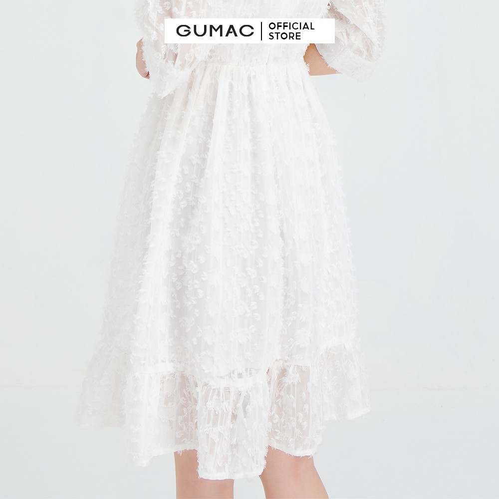 Đầm nữ sơ mi tùng xòe GUMAC màu trắng dễ thương DB645 | BigBuy360 - bigbuy360.vn