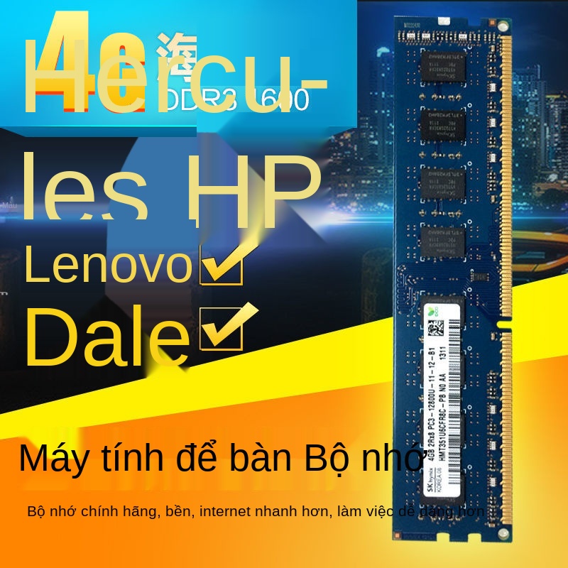 Thanh bộ nhớ DDR3 1600 dành cho máy tính để bàn ASUS 4GB PC3L-12800U hỗ trợ kênh đôi 1333 tương thích