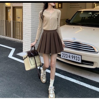 Set váy tennis nâu + áo gân tay dài gài nút
