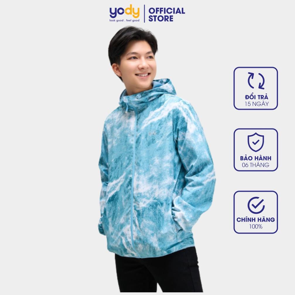 🌺 Áo gió nam YODY hai lớp in loang trượt nước chống nước cản bụi AKM4687