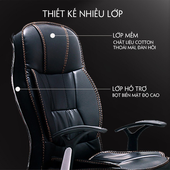 Ghế xoay văn phòng giám đốc ngả sâu 155 độ nghỉ ngơi thư giãn model 2021 - Office chair