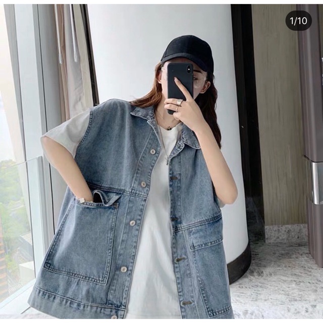 ÁO GILE JEAN FORM RỘNG CÓ TÚI