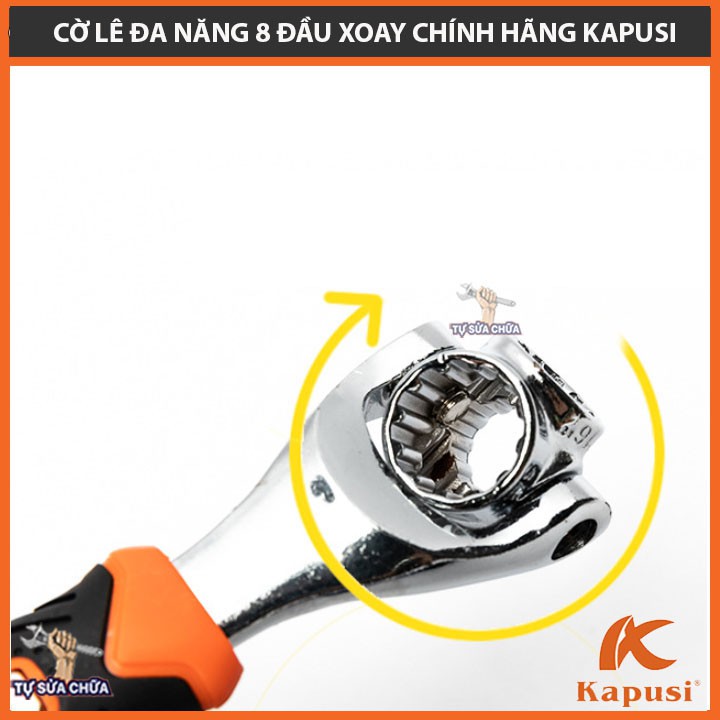 Tay khẩu siết mở ốc đa năng 8 đầu 8-19mm chính hãng KAPUSI JAPAN- LOẠI XỊN