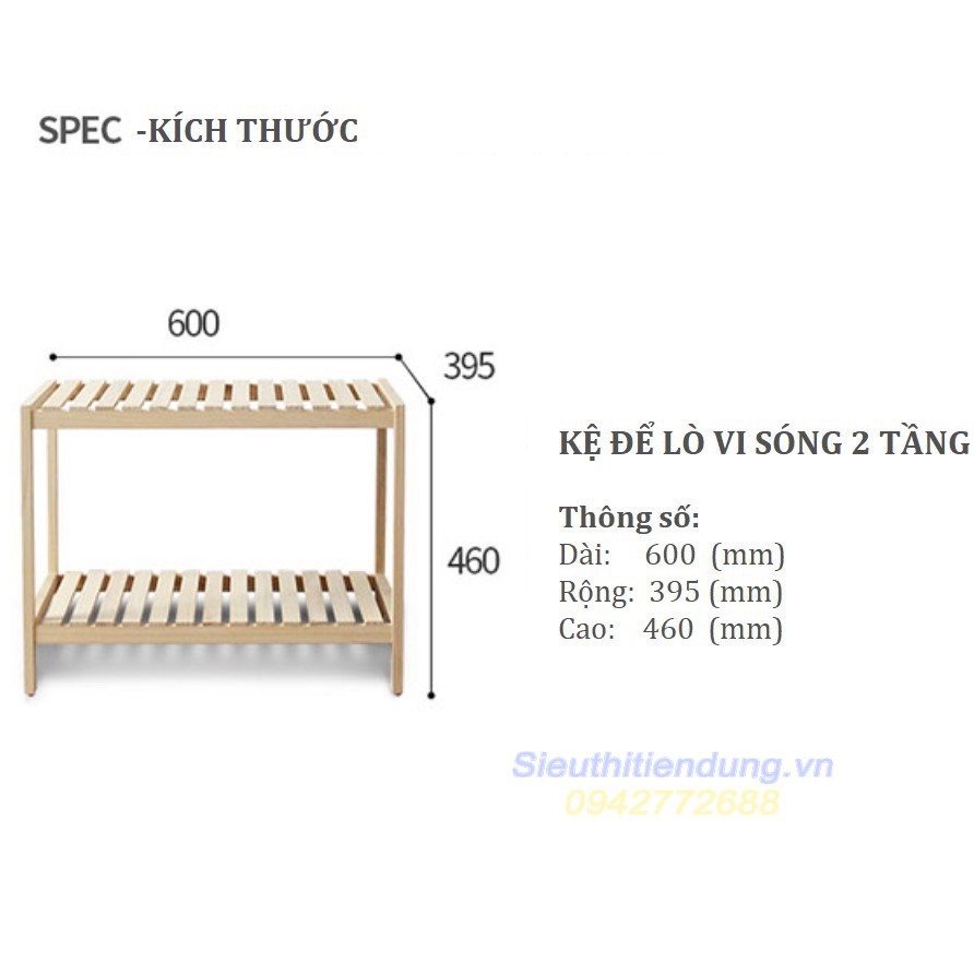 Kệ Lò Vi Sóng Đa Năng 2 Tầng - Gỗ Thông Tự Nhiên .