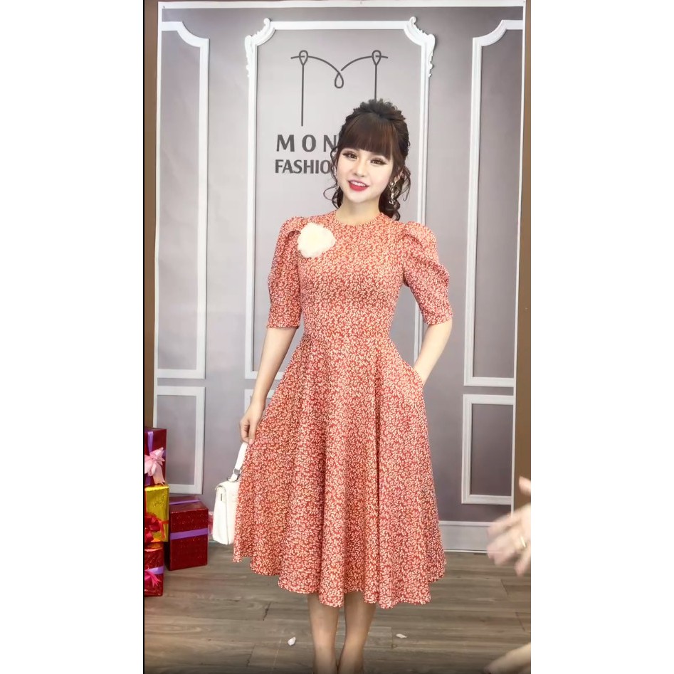 [Mã SKAMA06 giảm 8% tối đa 50K đơn 250K] xả- Váy hoa cổ tròn tay lỡ- 8482 | BigBuy360 - bigbuy360.vn