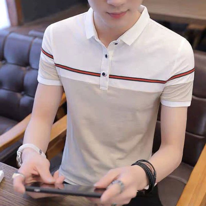 Áo thun nam có cổ tay ngắn phong cách hàn quốc vải thun cotton ATN0471