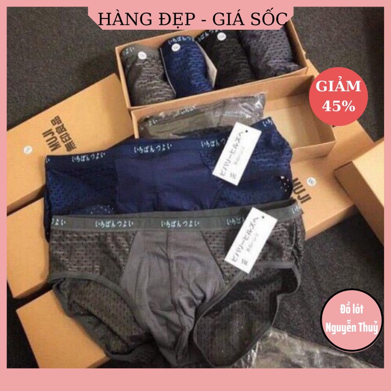 Hộp 5 Quần Sịp Chéo Nam Thông Hơi Xuất Nhật