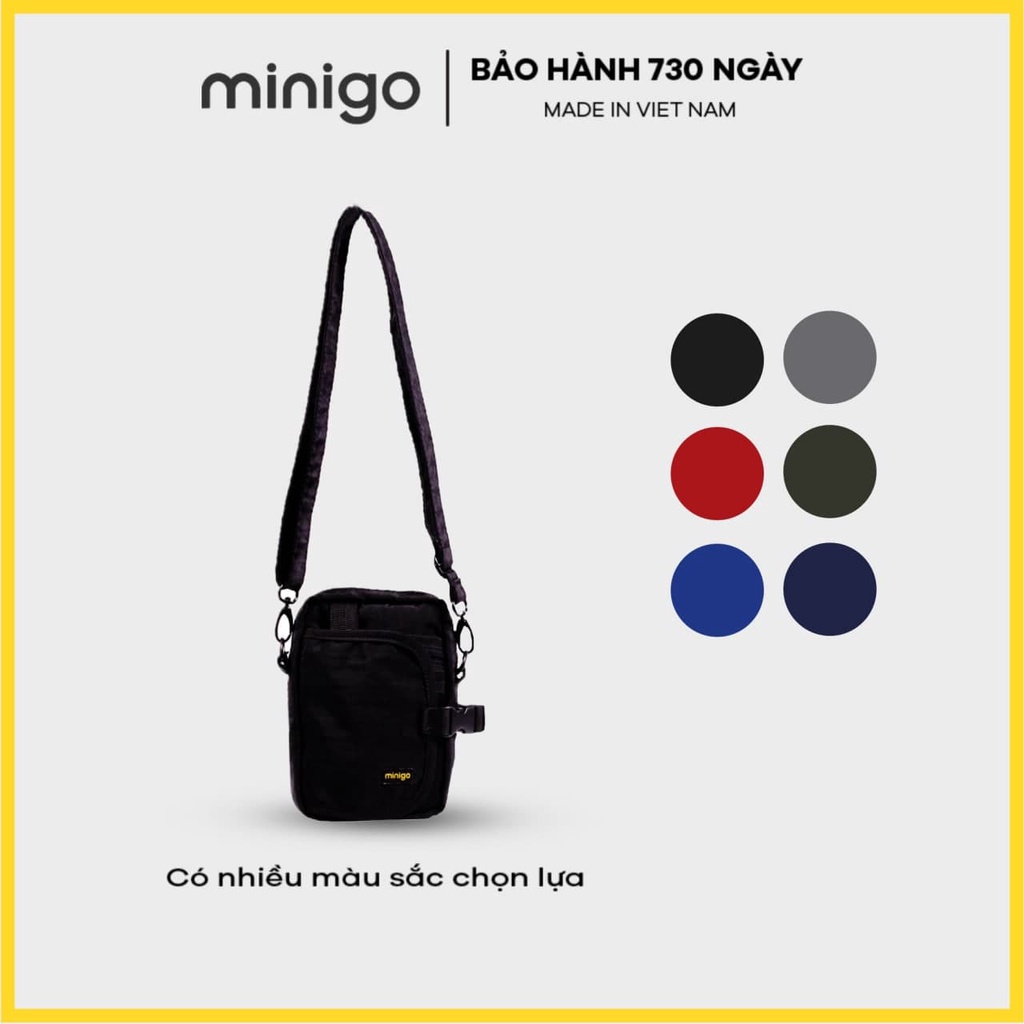 Túi Đeo Chéo Nắp Mở Ngang Chất Liệu Vải Trượt Nước | Thiết Kế Unisex Năng Động Nhiều Màu Trơn