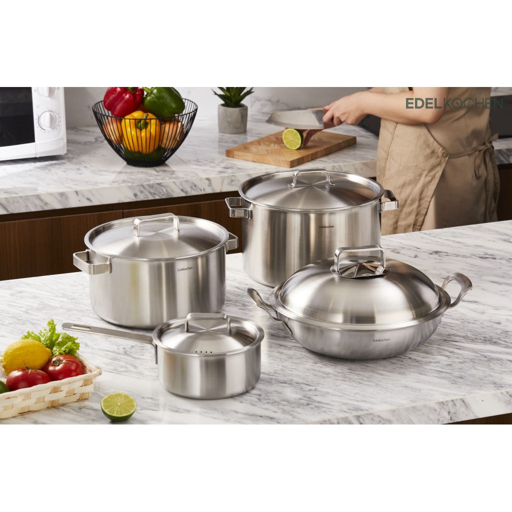 [Chính hãng Edelkochen] Bộ 4 Nồi Edelkochen Tango Inox 304 Cao Cấp Đáy từ - Bảo hành 2 năm