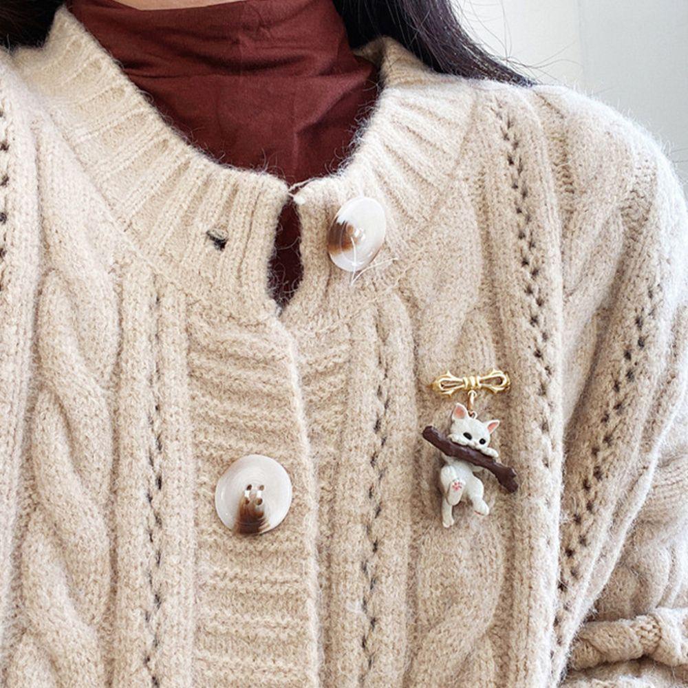 JARRED Trâm Cài Áo Hình Mèo Hoạt Hình 3D Bằng Nhựa Resin Phong Cách Hàn Quốc Cho Nữ