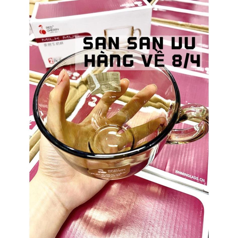 Ly cốc thủy tinh màu hổ phách chịu nhiệt cao cấp 480ml. Có ống hút