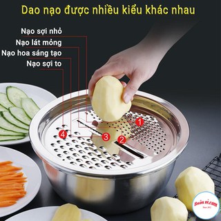Bộ rổ, chậu kèm nạo rau củ quả inox đa năng 3in1 tiện ích - Buôn rẻ.com 00993