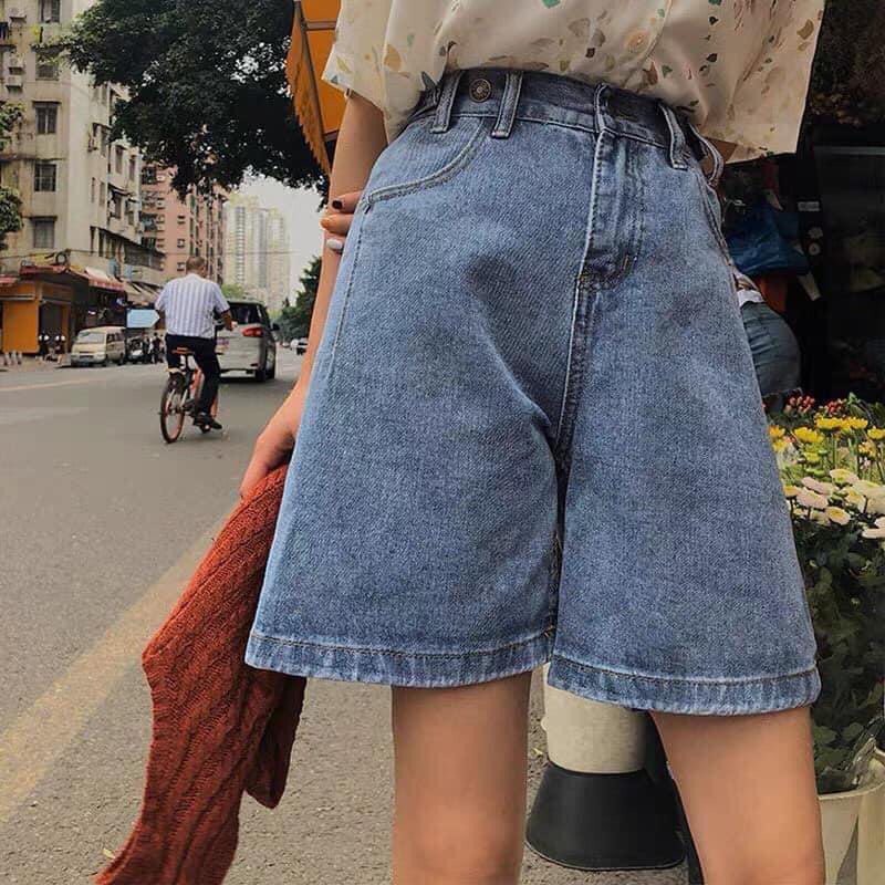 Quần Short Jean Nữ Ống Rộng Túi Trước