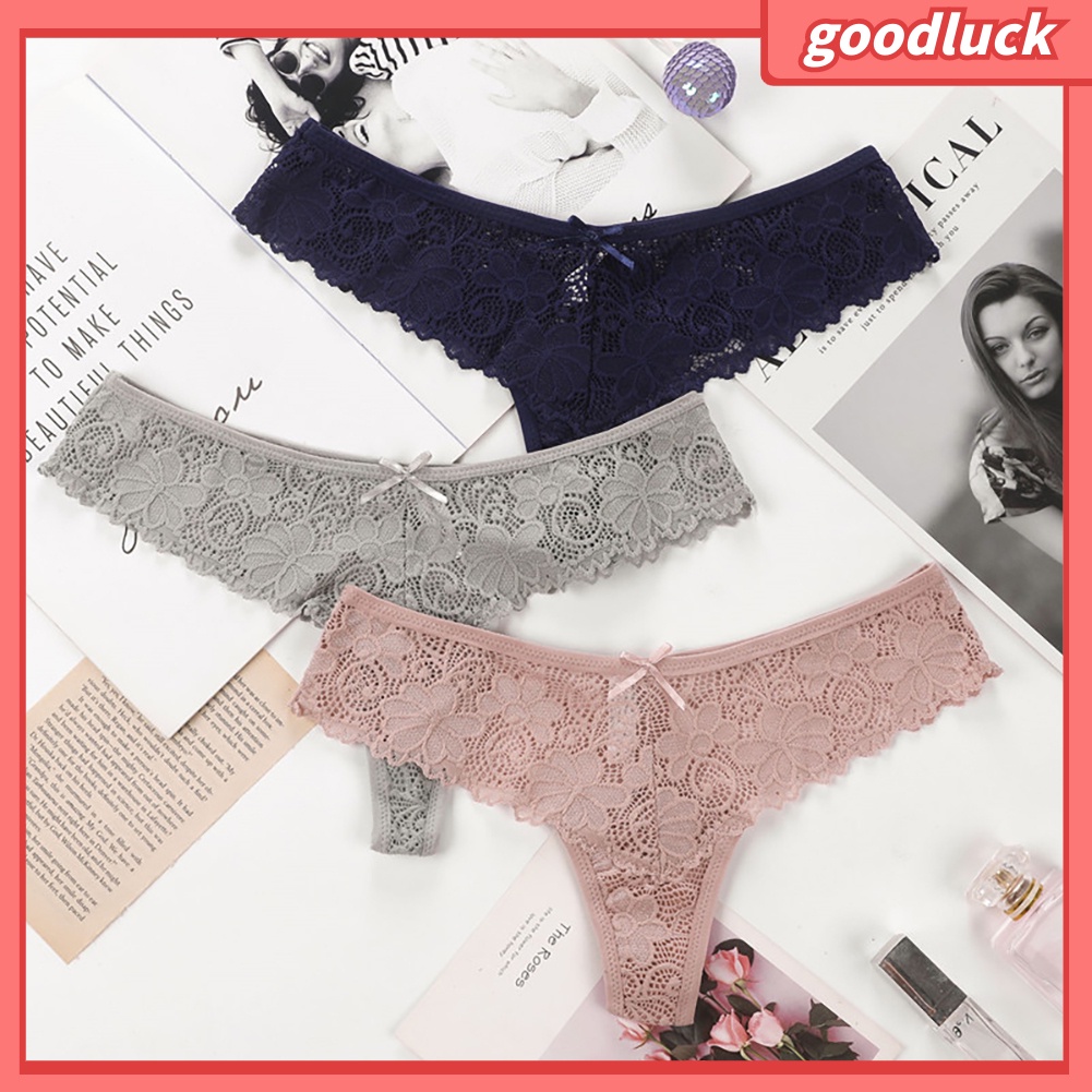 Quần Lót Nữ G-String Vải Ren Co Dãn Màu Trơn Gợi Cảm