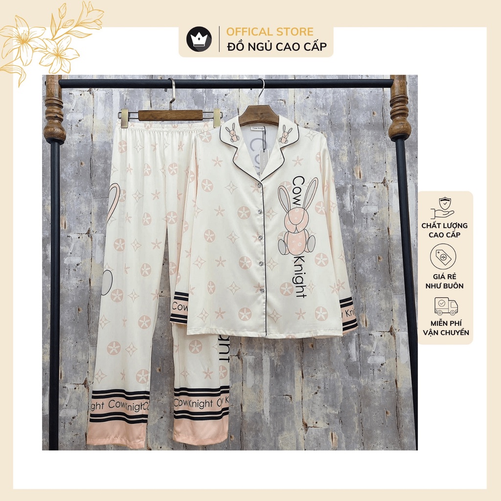 Bộ đồ ngủ lụa Thỏ họa tiết Cao Cấp -Vài lụa cao cấp thiết kế trẻ trung,chất liệu mát lịm | BigBuy360 - bigbuy360.vn