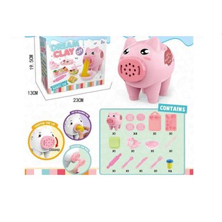 Đất nặn làm mì - Máy làm mì đất nặn chú heo + 6 hũ đất nặn - Đất nặn heo tạo hình thức ăn 601